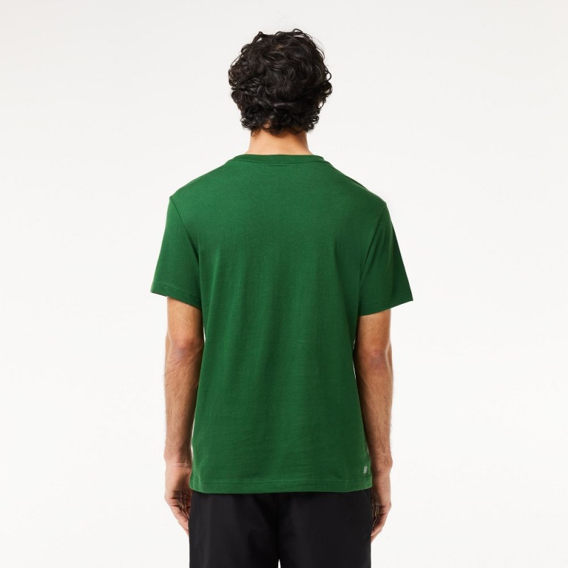 Men's Lacoste Sport Ultra-Dry Croc Print T-Shirt Green White | WNR037965