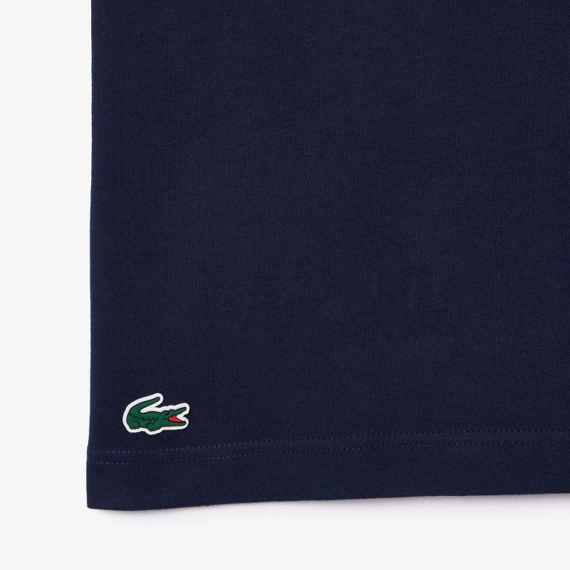 Men's Lacoste Sport Ultra-Dry Croc Print T-Shirt Navy Blue Green White | ZRI436257