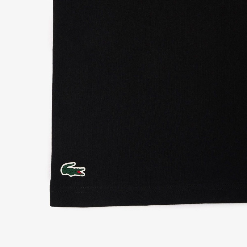 Men's Lacoste Sport Ultra-Dry Croc Print T-Shirt Black White | OIV207159