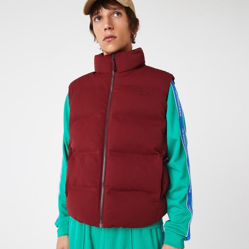 Men's Lacoste Stowable Hood Vest Bordeaux | OQA461809