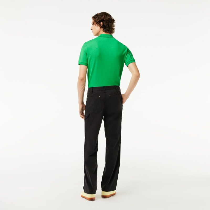 Men's Lacoste Straight Fit Cotton Twill Cargo Pants Black | ZYK036924