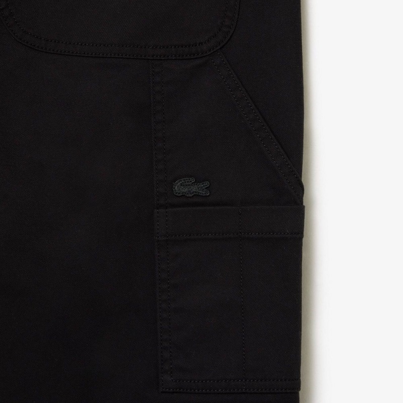 Men's Lacoste Straight Fit Cotton Twill Cargo Pants Black | ZYK036924