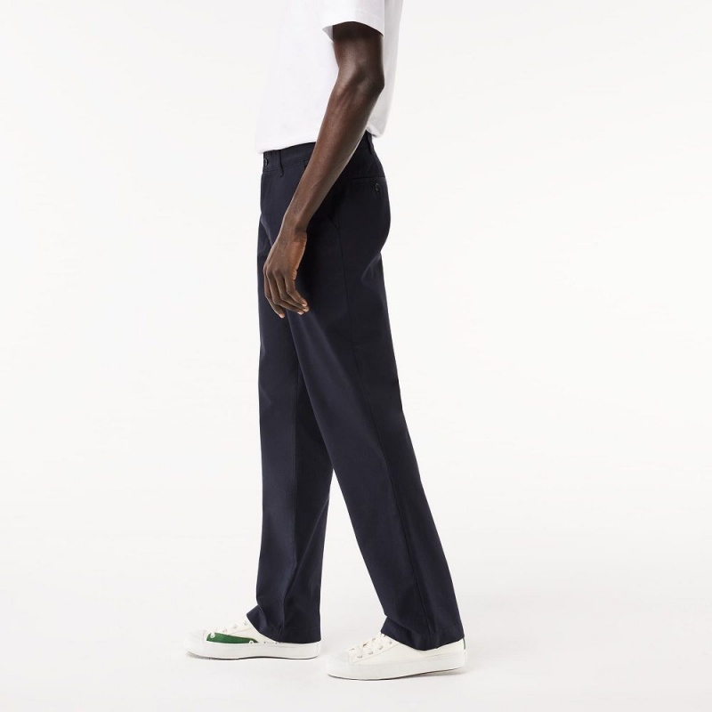 Men's Lacoste Straight Fit Cotton Twill Pants Abysm blue | XPU378594