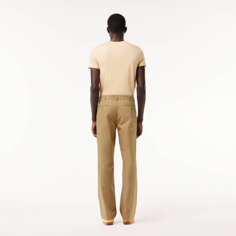 Men's Lacoste Straight Fit Cotton Twill Pants Beige | QHI068742