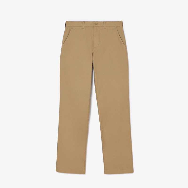 Men's Lacoste Straight Fit Cotton Twill Pants Beige | QHI068742