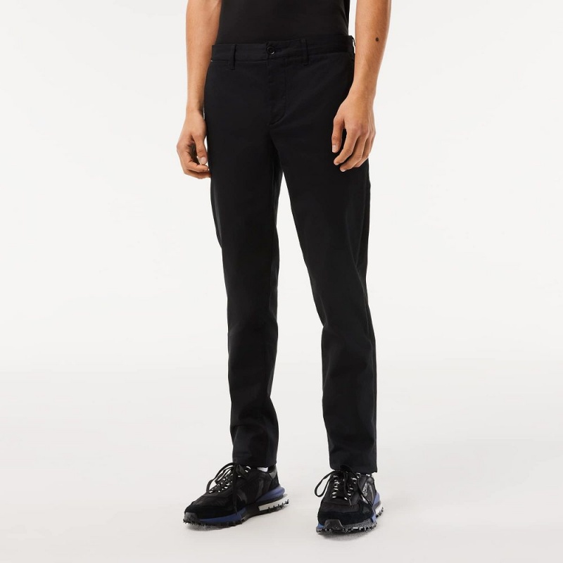 Men's Lacoste Stretch Cotton Slim Fit Pants Black | RPB380472