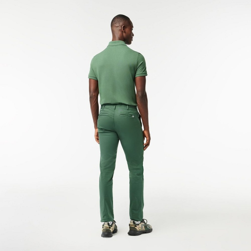 Men's Lacoste Stretch Cotton Slim Fit Pants Dark Green | CYJ138726