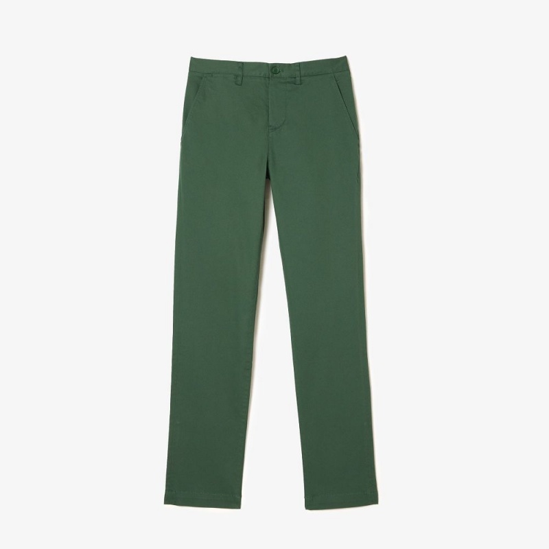 Men's Lacoste Stretch Cotton Slim Fit Pants Dark Green | CYJ138726