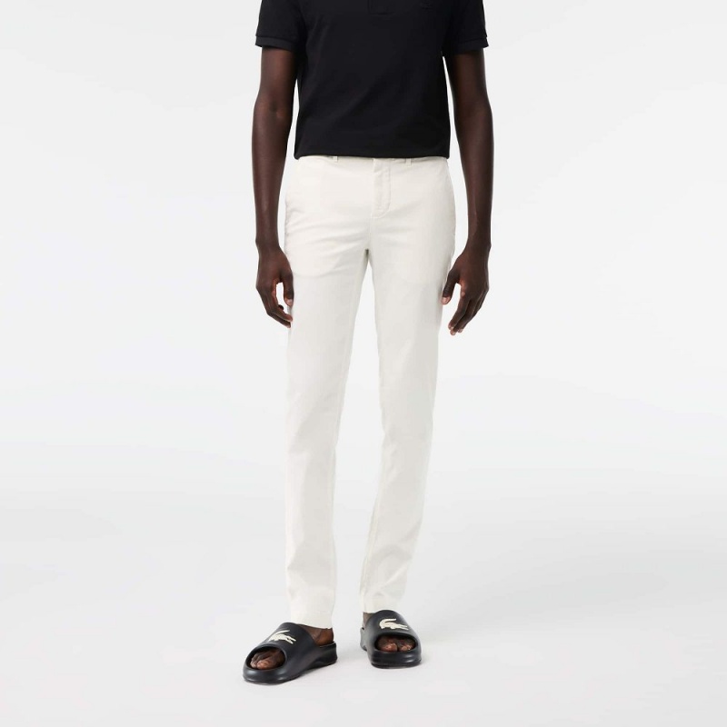 Men's Lacoste Stretch Cotton Slim Fit Pants White | ZLY615390