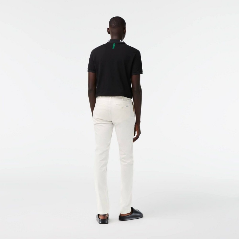 Men's Lacoste Stretch Cotton Slim Fit Pants White | ZLY615390