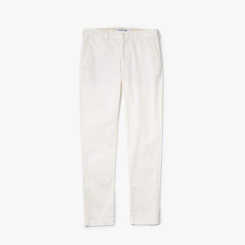 Men's Lacoste Stretch Cotton Slim Fit Pants White | ZLY615390