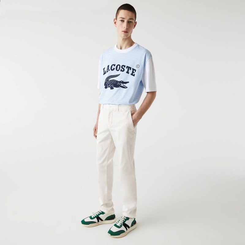 Men's Lacoste Stretch Cotton Slim Fit Pants White | ZLY615390