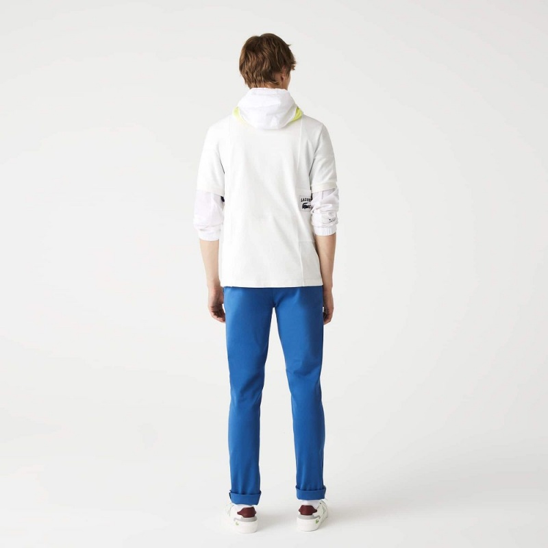 Men's Lacoste Stretch Cotton Slim Fit Pants Blue | CIR043695