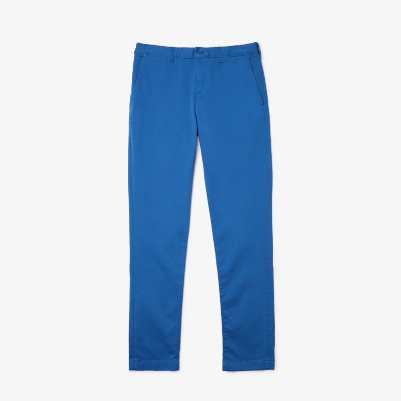 Men's Lacoste Stretch Cotton Slim Fit Pants Blue | CIR043695