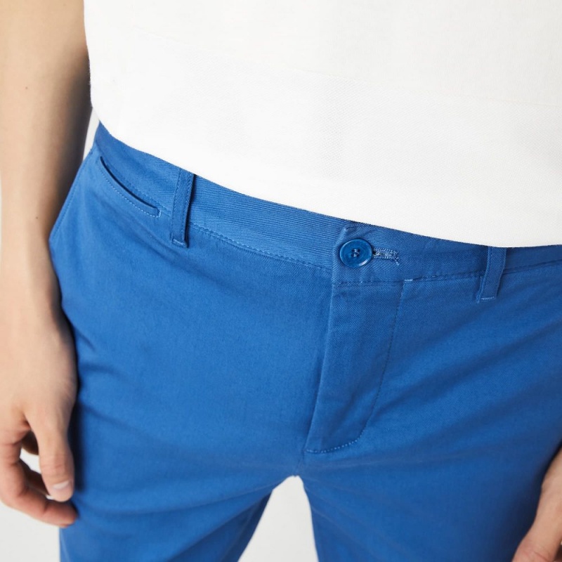 Men's Lacoste Stretch Cotton Slim Fit Pants Blue | CIR043695