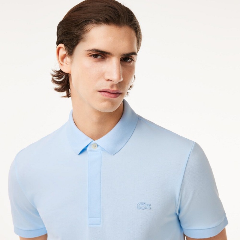 Men's Lacoste Stretch Cotton Smart Paris Polo Shirts Light Blue | WNK751284