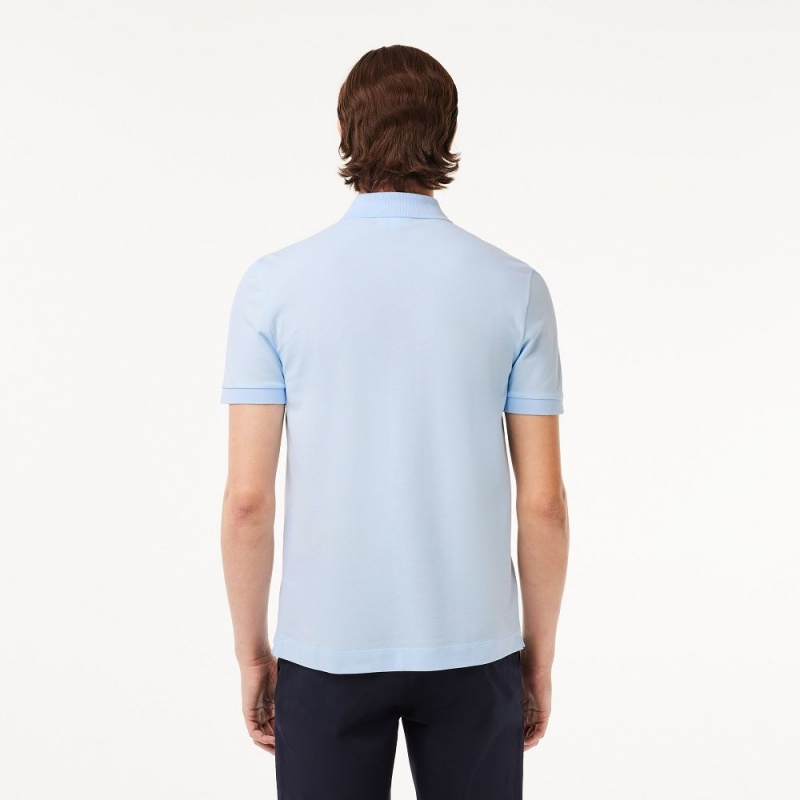 Men's Lacoste Stretch Cotton Smart Paris Polo Shirts Light Blue | WNK751284