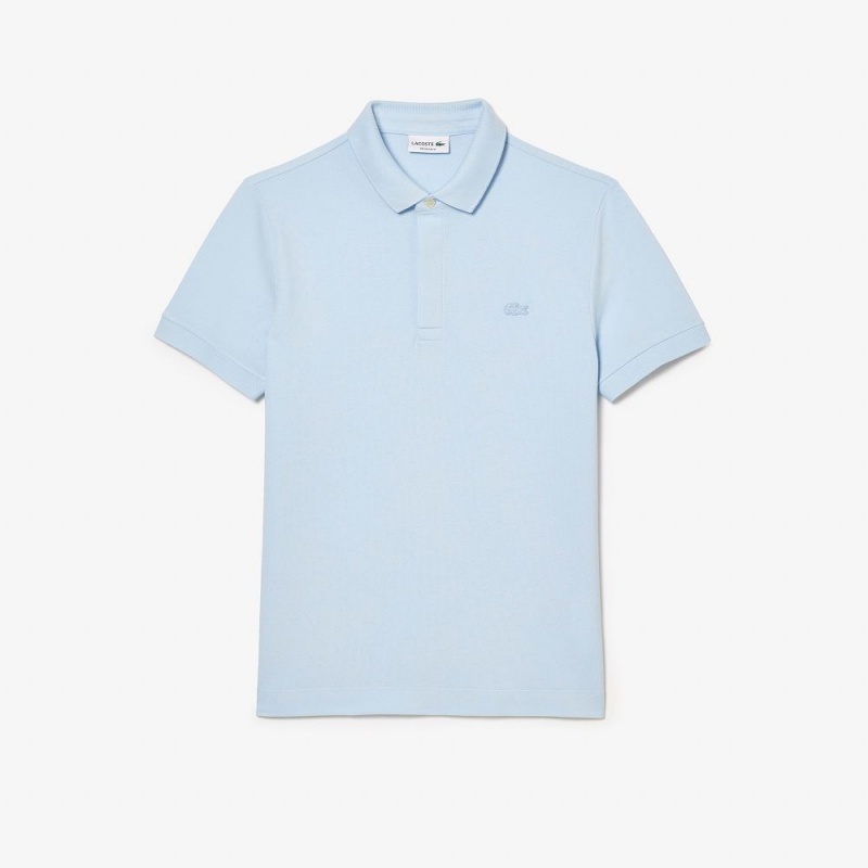 Men's Lacoste Stretch Cotton Smart Paris Polo Shirts Light Blue | WNK751284