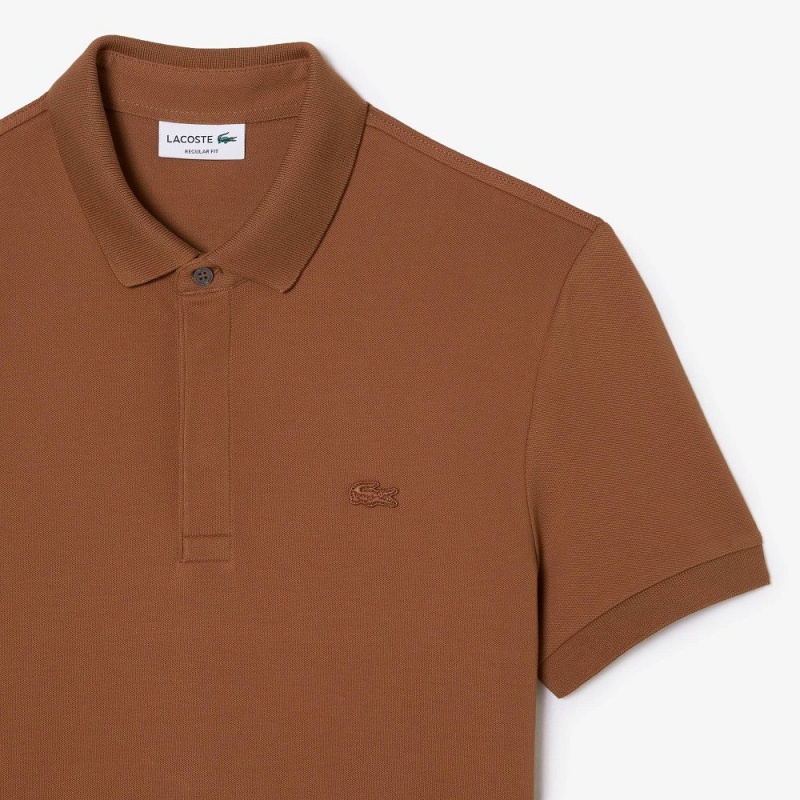 Men's Lacoste Stretch Cotton Smart Paris Polo Shirts Light Brown | ZXD607243