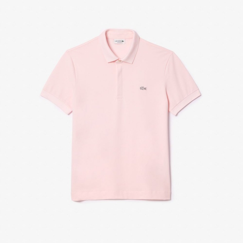 Men\'s Lacoste Stretch Cotton Smart Paris Polo Shirts Light Pink | WZM750312