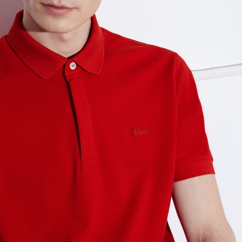 Men's Lacoste Stretch Cotton Smart Paris Polo Shirts Red | ZBK985403