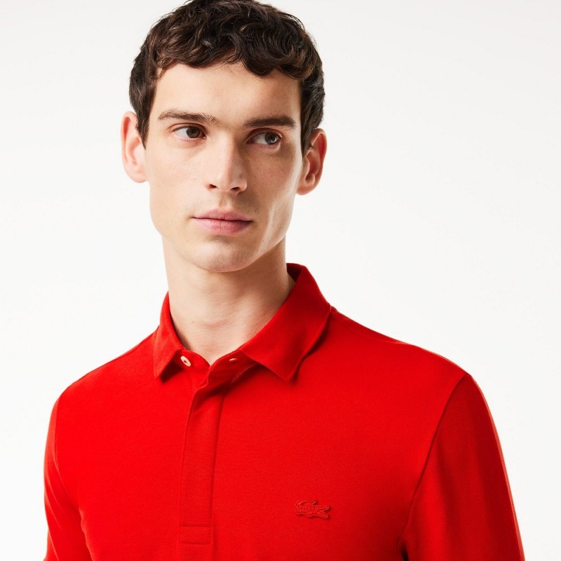 Men's Lacoste Stretch Cotton Smart Paris Polo Shirts Red | ZBK985403