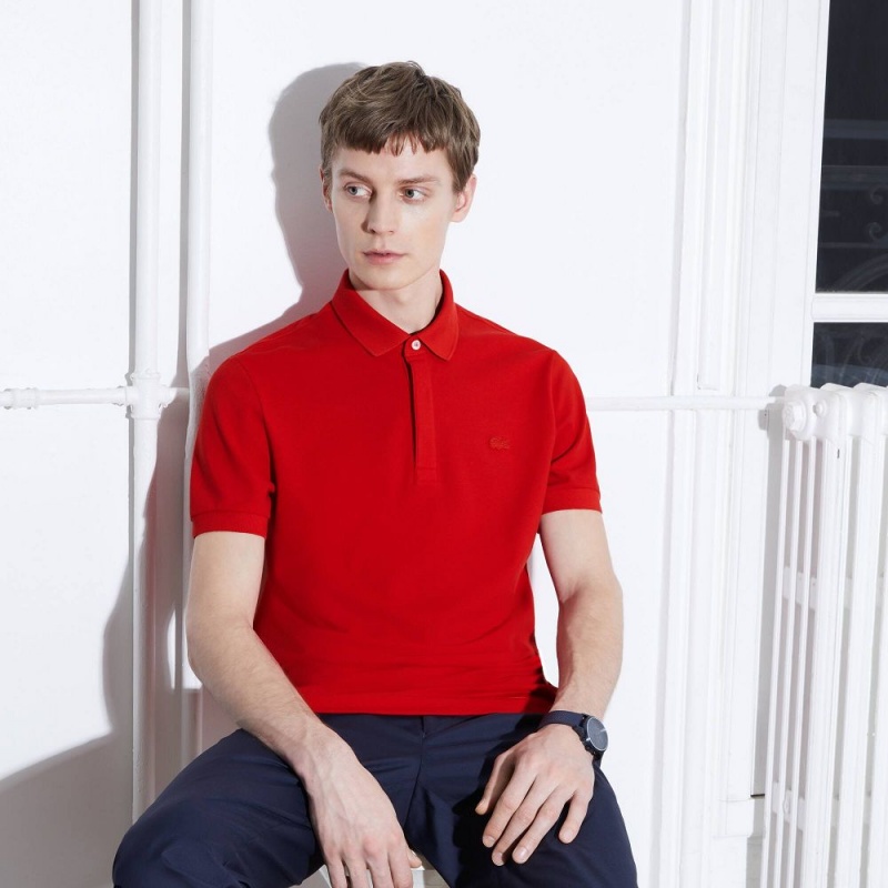 Men's Lacoste Stretch Cotton Smart Paris Polo Shirts Red | ZBK985403