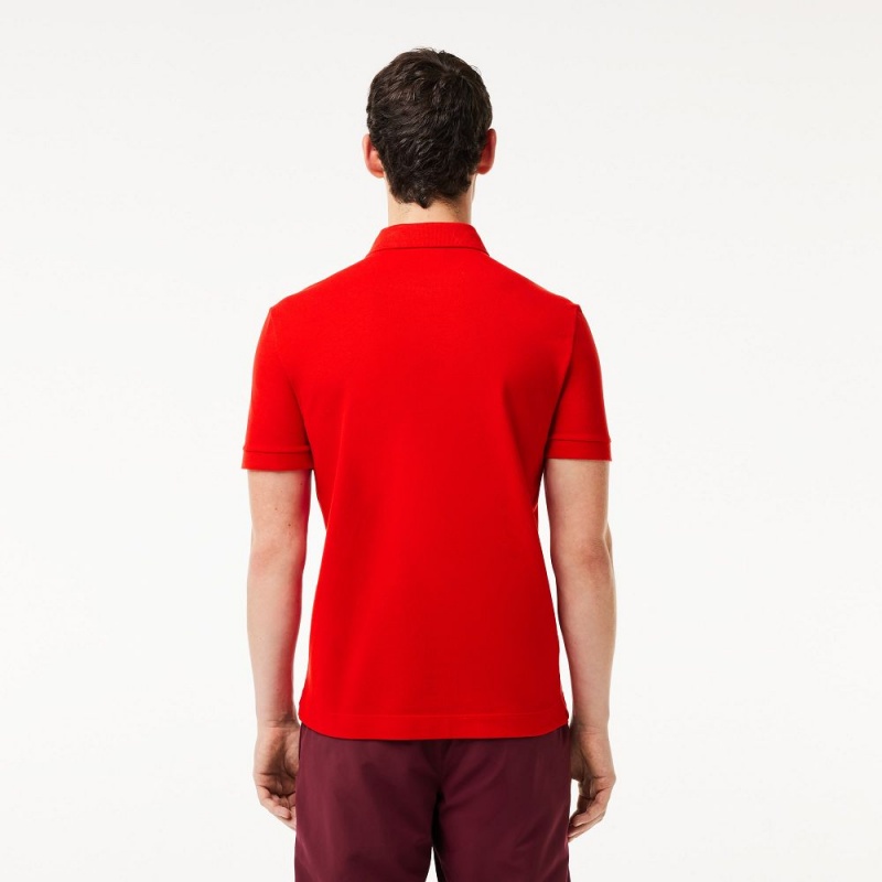 Men's Lacoste Stretch Cotton Smart Paris Polo Shirts Red | ZBK985403