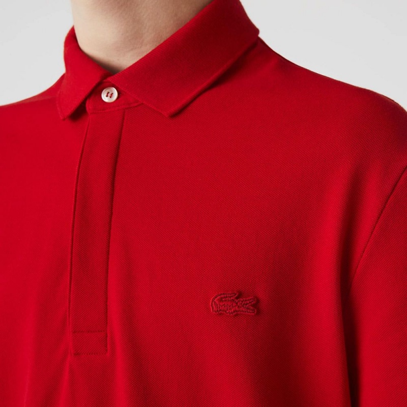 Men's Lacoste Stretch Cotton Smart Paris Polo Shirts Red | ZBK985403