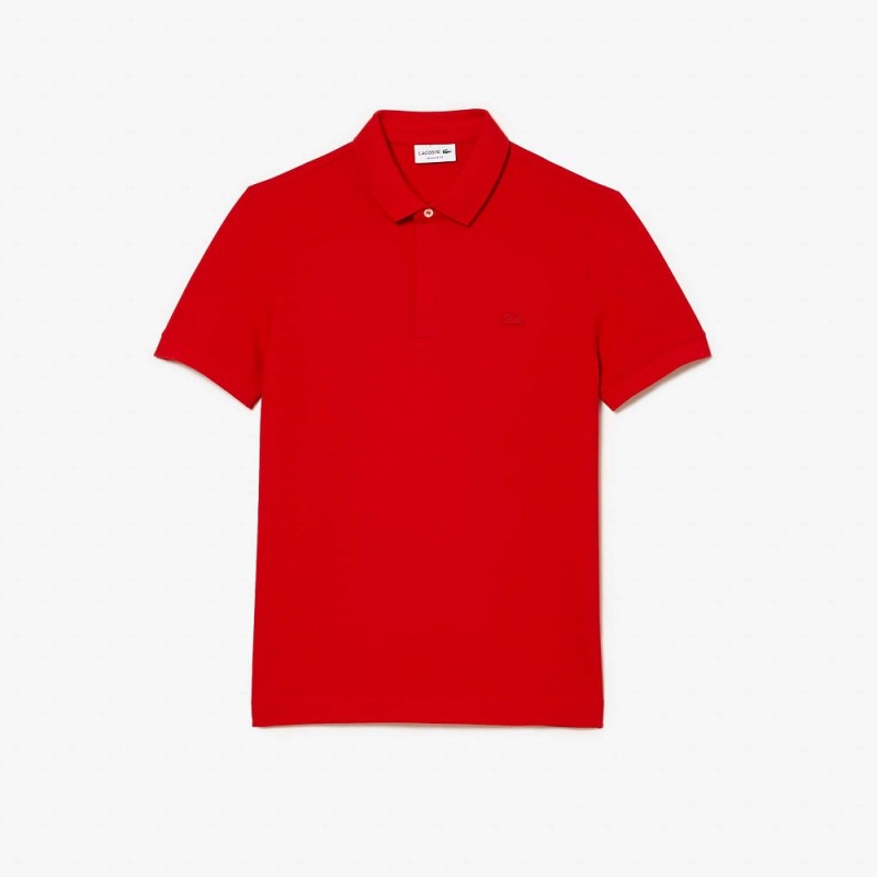 Men's Lacoste Stretch Cotton Smart Paris Polo Shirts Red | ZBK985403