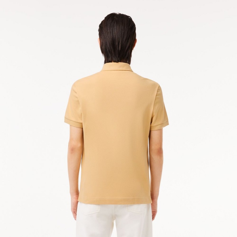 Men's Lacoste Stretch Cotton Smart Paris Polo Shirts Beige | KHZ298176