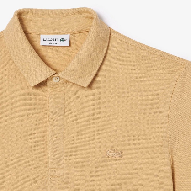 Men's Lacoste Stretch Cotton Smart Paris Polo Shirts Beige | KHZ298176