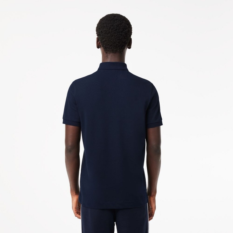 Men's Lacoste Stretch Cotton Smart Paris Polo Shirts Navy Blue | KUS376910