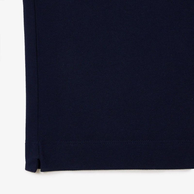 Men's Lacoste Stretch Cotton Smart Paris Polo Shirts Navy Blue | KUS376910