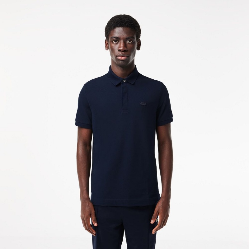 Men\'s Lacoste Stretch Cotton Smart Paris Polo Shirts Navy Blue | KUS376910