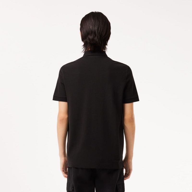 Men's Lacoste Stretch Cotton Smart Paris Polo Shirts Black | OFZ784160