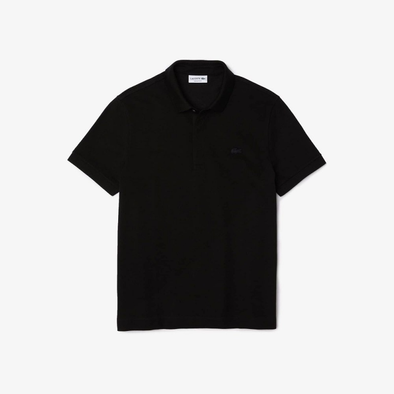 Men's Lacoste Stretch Cotton Smart Paris Polo Shirts Black | OFZ784160