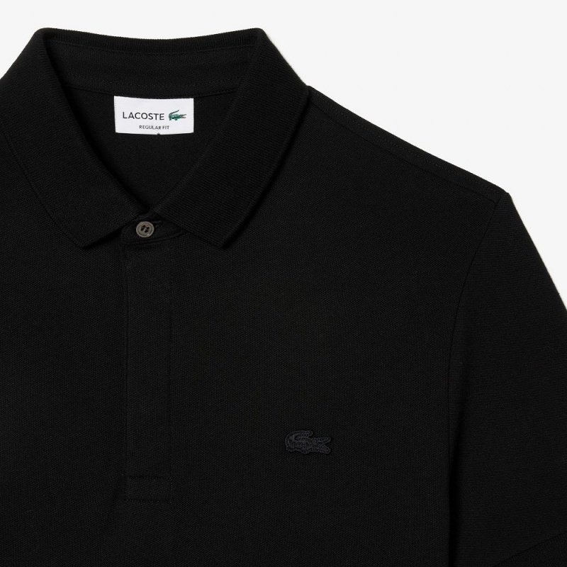 Men's Lacoste Stretch Cotton Smart Paris Polo Shirts Black | OFZ784160