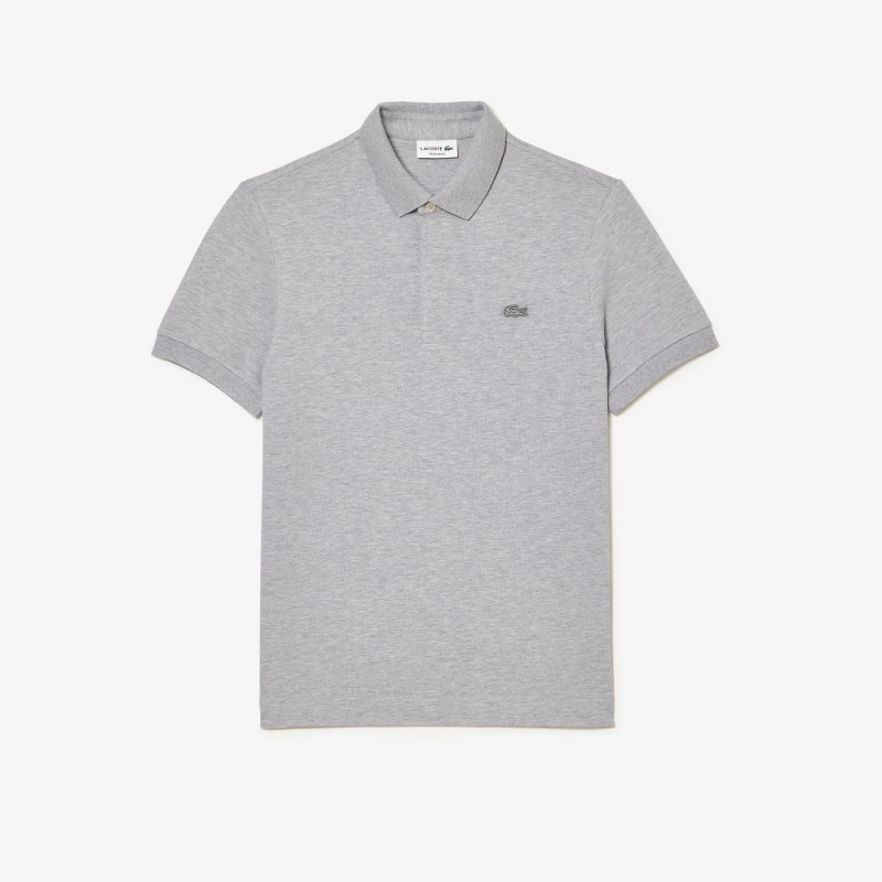 Men's Lacoste Stretch Cotton Smart Paris Polo Shirts Grey Chine | RUO812693