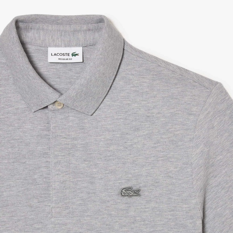 Men's Lacoste Stretch Cotton Smart Paris Polo Shirts Grey Chine | RUO812693