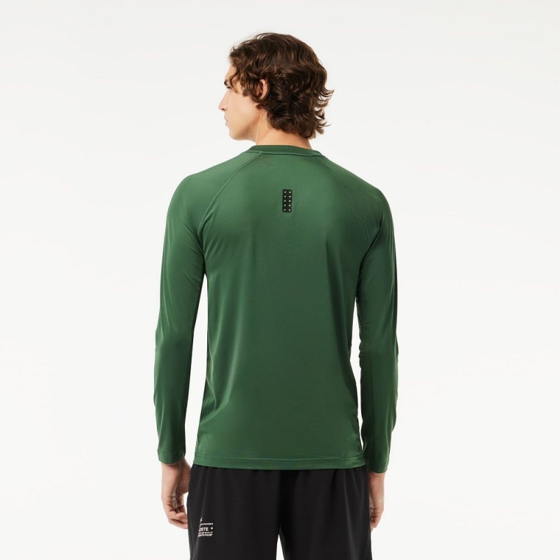 Men's Lacoste Stretch Jersey Long Sleeve T-Shirt Dark Green | IFC631025