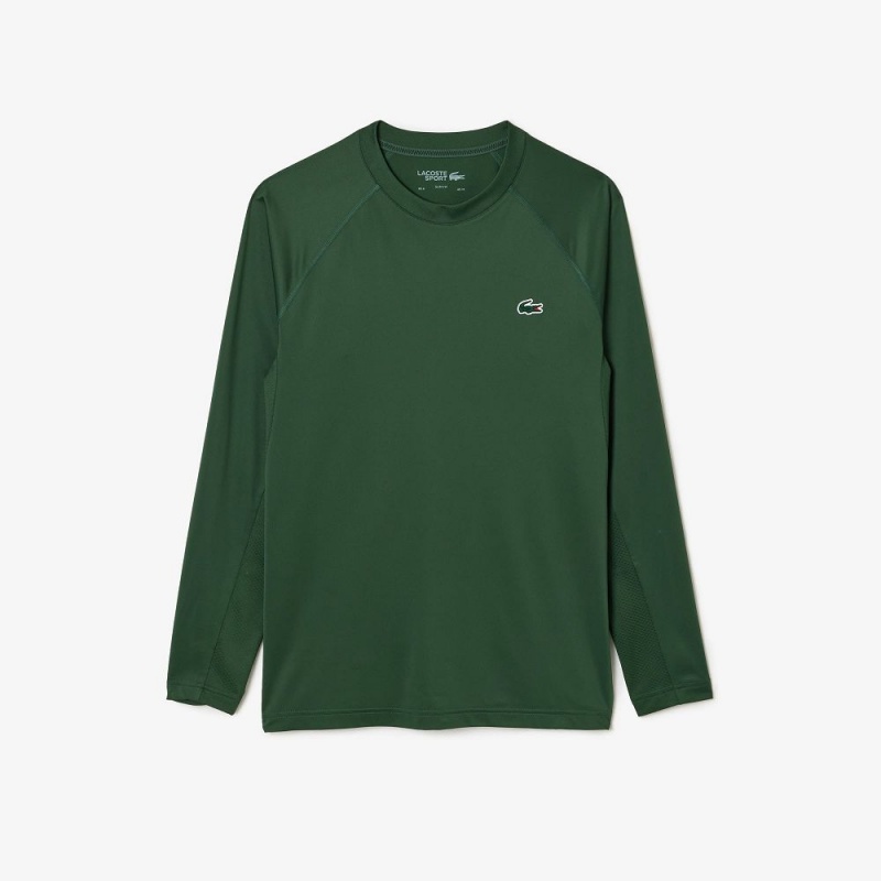 Men's Lacoste Stretch Jersey Long Sleeve T-Shirt Dark Green | IFC631025