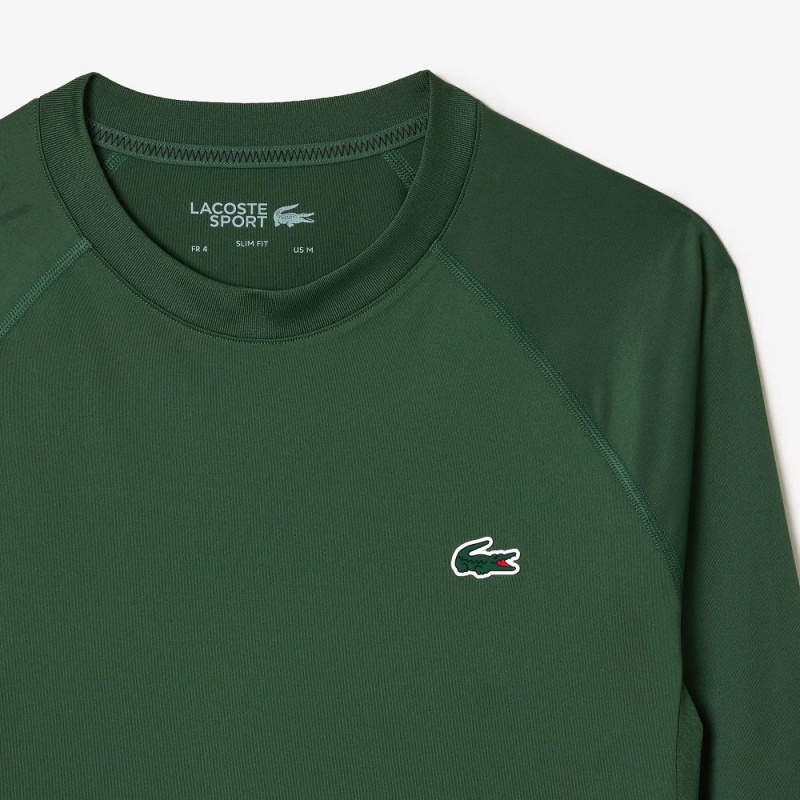 Men's Lacoste Stretch Jersey Long Sleeve T-Shirt Dark Green | IFC631025