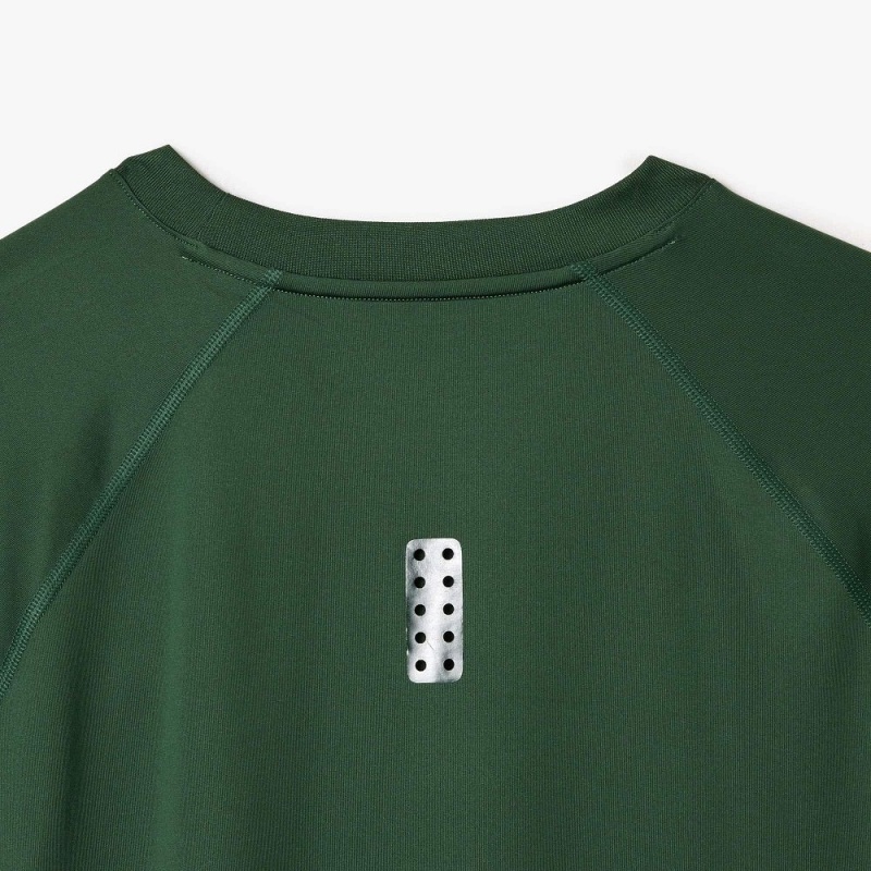 Men's Lacoste Stretch Jersey Long Sleeve T-Shirt Dark Green | IFC631025