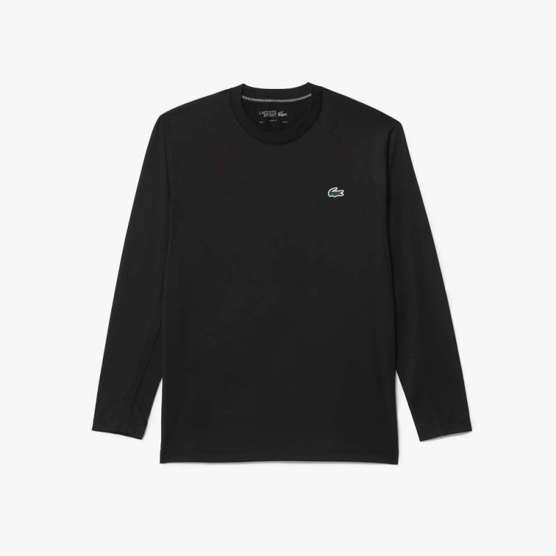 Men's Lacoste Stretch Jersey Long Sleeve T-Shirt Black | YQC798503