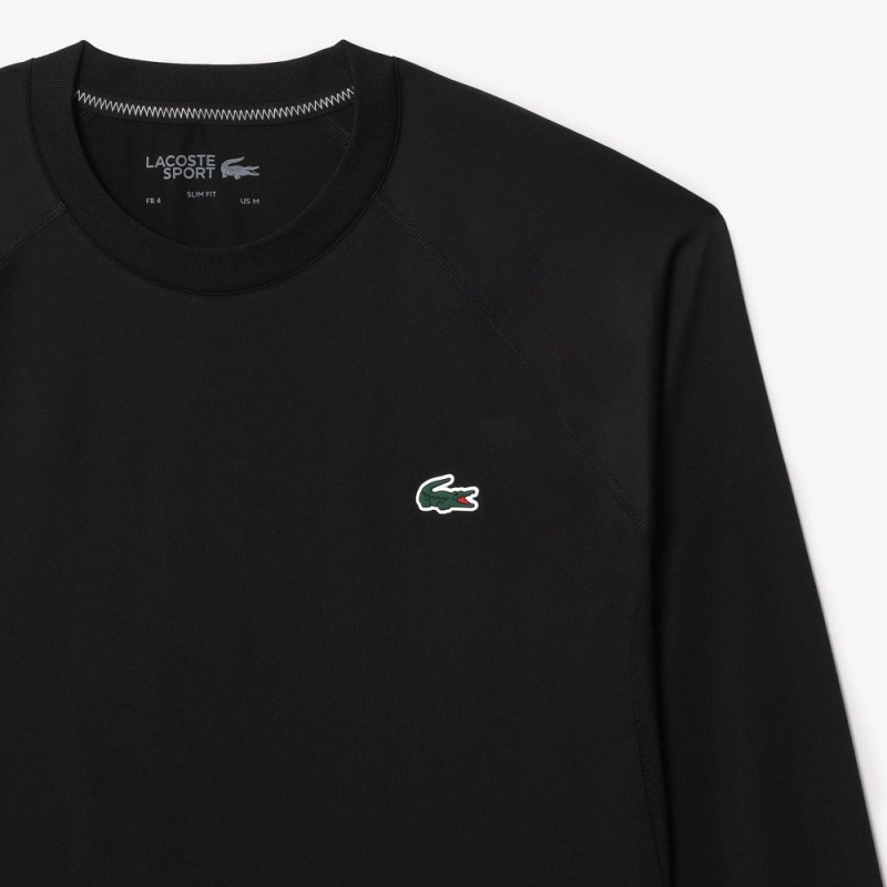 Men's Lacoste Stretch Jersey Long Sleeve T-Shirt Black | YQC798503