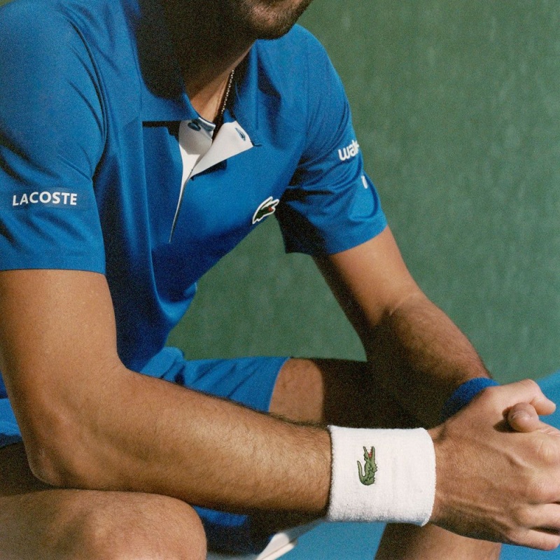 Men's Lacoste Stretch Jersey Wristbands White | QIF865240