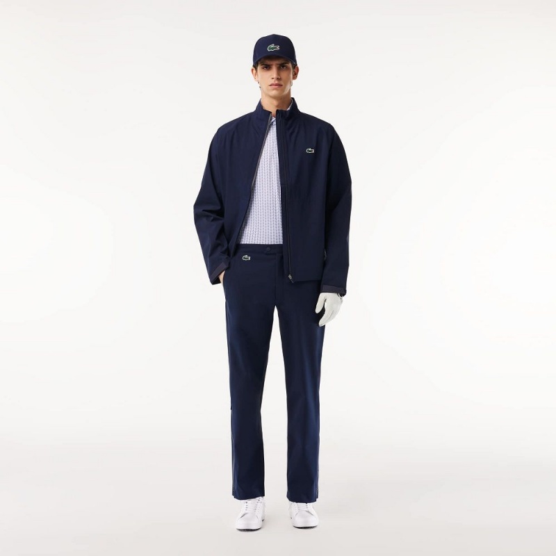 Men's Lacoste Stretch Waterproof Golf Pants Navy Blue | KML941387