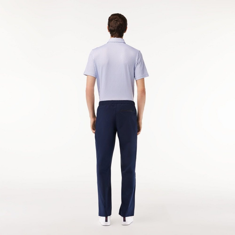 Men's Lacoste Stretch Waterproof Golf Pants Navy Blue | KML941387