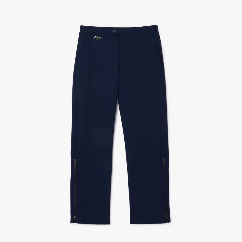 Men's Lacoste Stretch Waterproof Golf Pants Navy Blue | KML941387